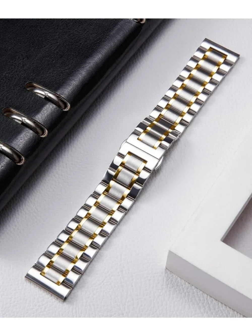 Adjustable Stainless Steel Watch Band 12mm-24mm, Metal Link Bracelet for Men